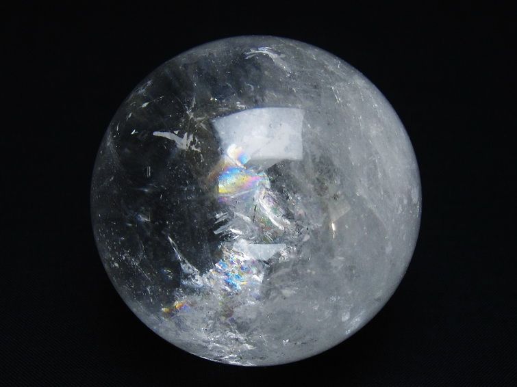水晶 丸玉 虹入り 64mm スフィア 置物 水晶玉 一点物 151-8709