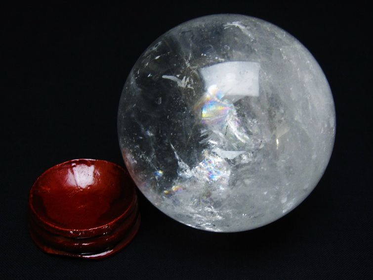 水晶 丸玉 虹入り 64mm スフィア 置物 水晶玉 一点物 151-8709