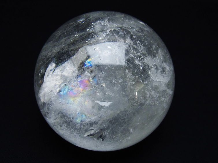 水晶 丸玉 虹入り 77mm スフィア 置物 水晶玉 一点物 151-8712 【sold out】