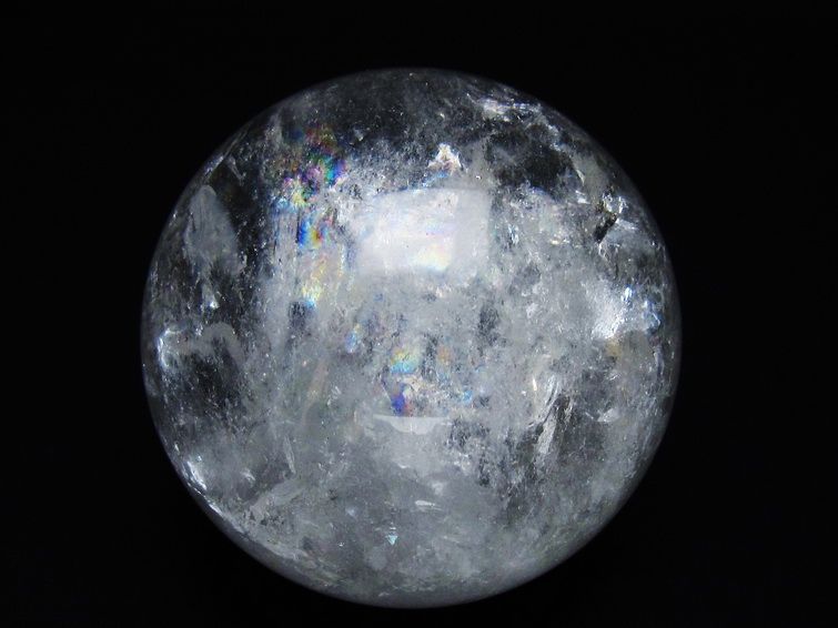 水晶 丸玉 虹入り 76mm スフィア 置物 水晶玉 一点物 151-8713 【sold out】