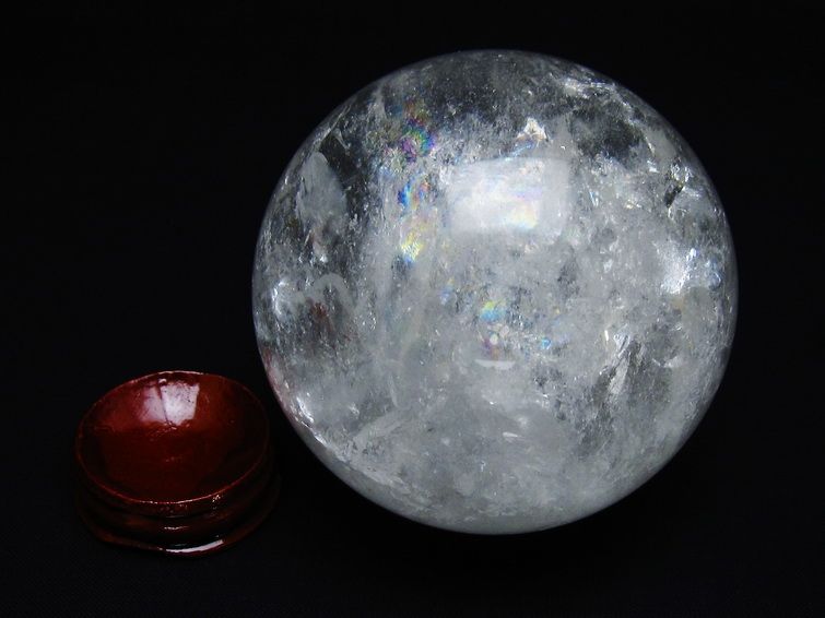 水晶 丸玉 虹入り 76mm スフィア 置物 水晶玉 一点物 151-8713 【sold out】