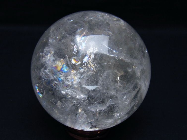 水晶 丸玉 虹入り 79mm スフィア 置物 水晶玉 一点物 151-8714