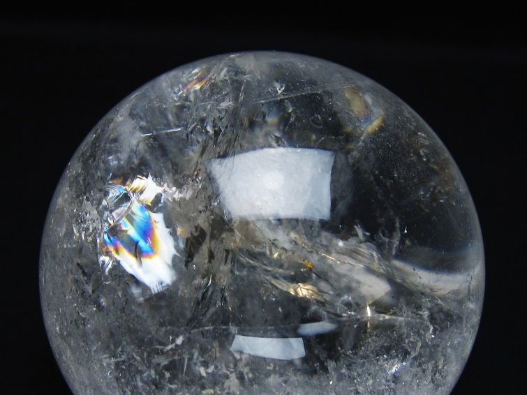 水晶 丸玉 虹入り 74mm スフィア 置物 水晶玉 一点物 151-8717
