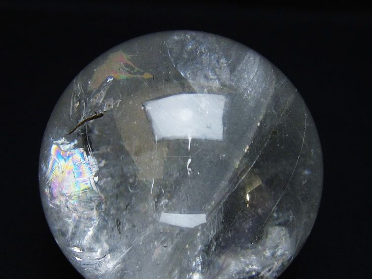 水晶 丸玉 虹入り 73mm スフィア 置物 水晶玉 一点物 151-8718
