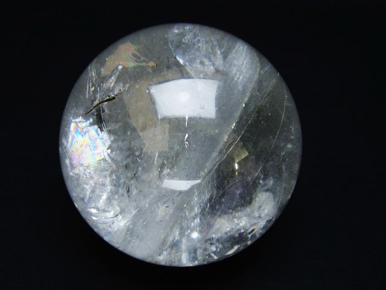 水晶 丸玉 虹入り 73mm スフィア 置物 水晶玉 一点物 151-8718