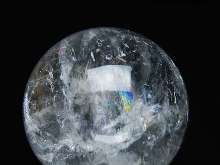 水晶 丸玉 虹入り 71mm スフィア 置物 水晶玉 一点物 151-8719