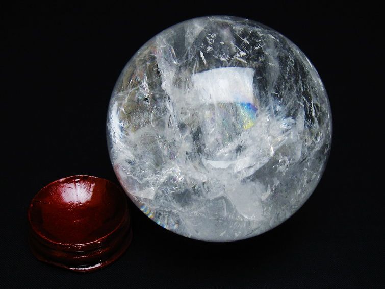水晶 丸玉 虹入り 71mm スフィア 置物 水晶玉 一点物 151-8719