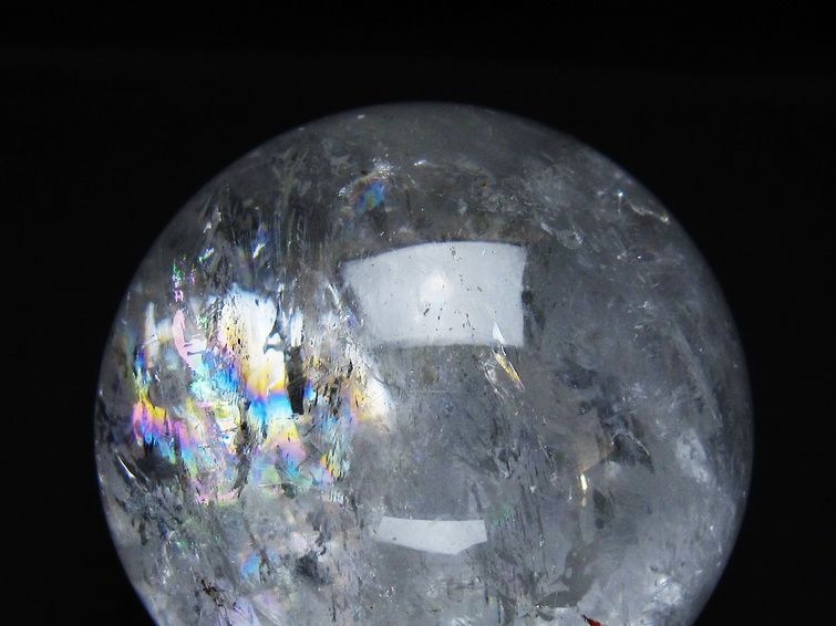 水晶 丸玉 虹入り 73mm スフィア 置物 水晶玉 一点物 151-8721