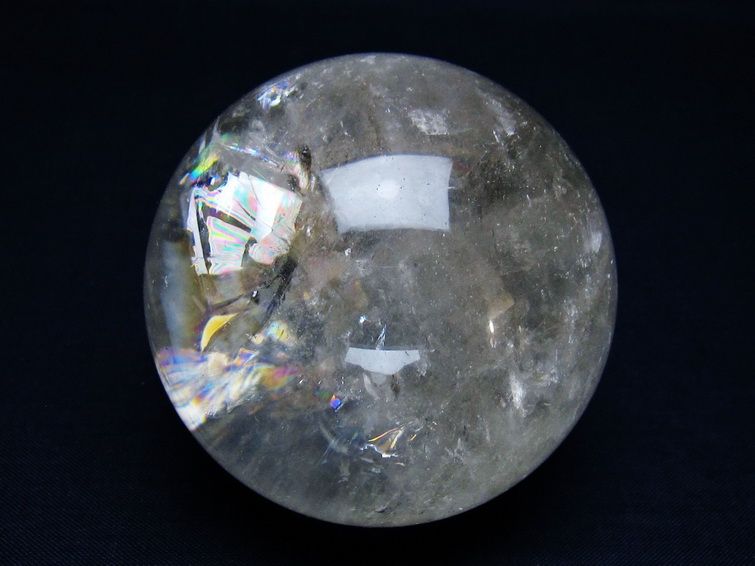 水晶 丸玉 虹入り 67mm スフィア 置物 水晶玉 一点物 151-8722