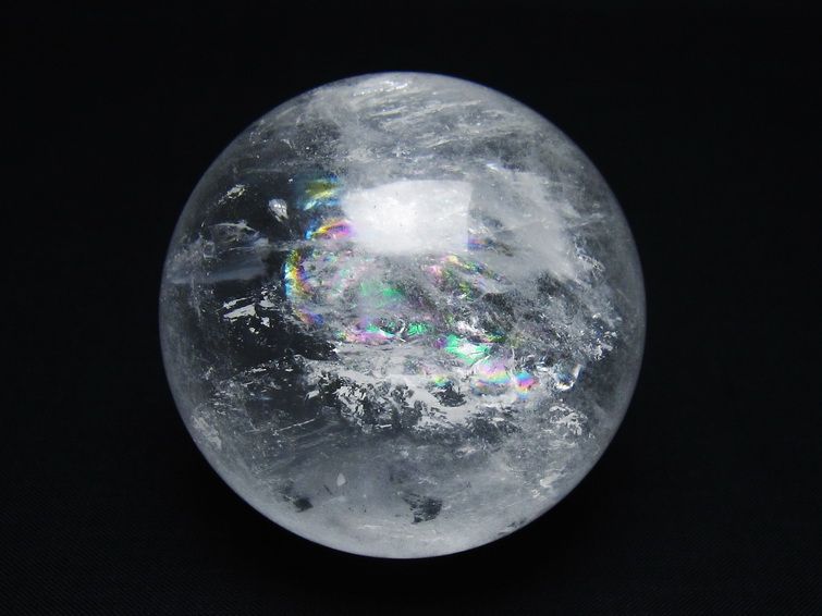 水晶 丸玉 虹入り 64mm スフィア 置物 水晶玉 一点物 151-8724 [sold out]