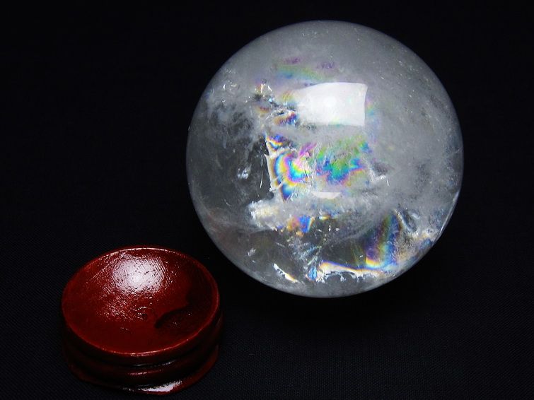 水晶 丸玉 虹入り 61mm スフィア 置物 水晶玉 一点物 151-8725