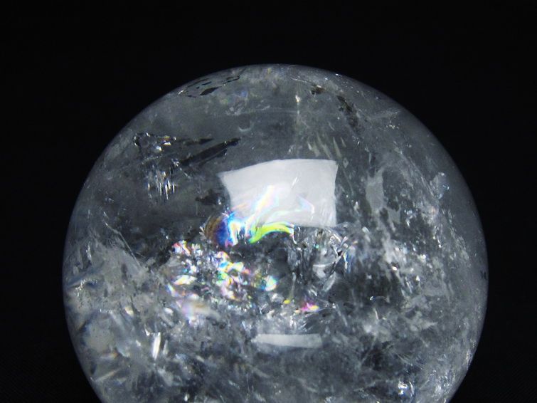 水晶 丸玉 虹入り 61mm スフィア 置物 水晶玉 一点物 151-8726