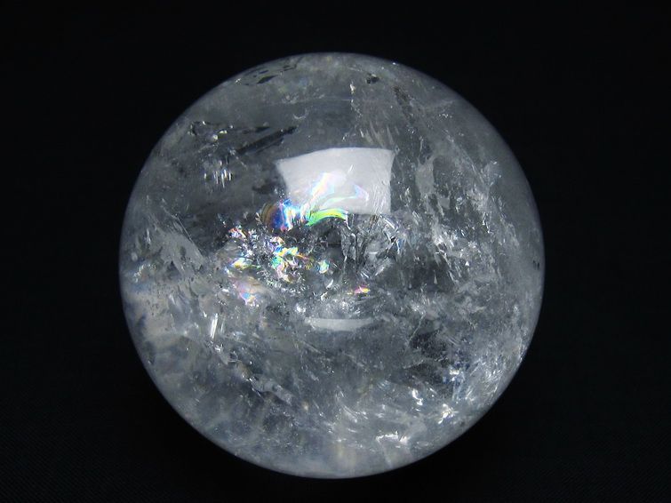 水晶 丸玉 虹入り 61mm スフィア 置物 水晶玉 一点物 151-8726