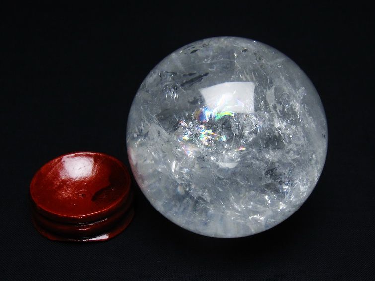 水晶 丸玉 虹入り 61mm スフィア 置物 水晶玉 一点物 151-8726