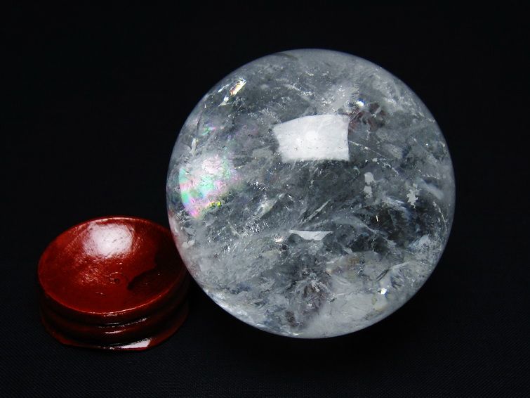 水晶 丸玉 虹入り 61mm スフィア 置物 水晶玉 一点物 151-8728 [sold out]