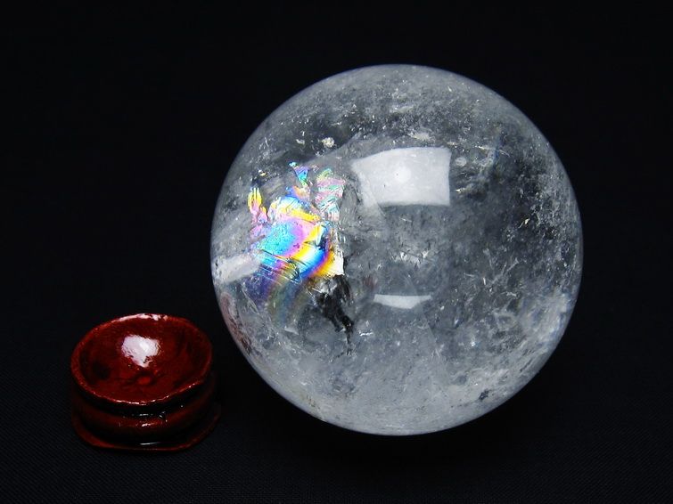 水晶 丸玉 虹入り 59mm スフィア 置物 水晶玉 一点物 151-8729 [sold out]