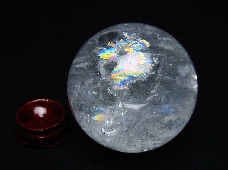 水晶 丸玉 虹入り 58mm スフィア 置物 水晶玉 一点物 151-8730 【sold out】