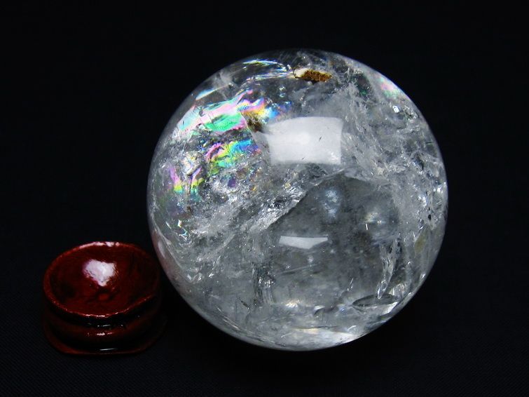 水晶 丸玉 虹入り 58mm スフィア 置物 水晶玉 一点物 151-8731 [sold out]
