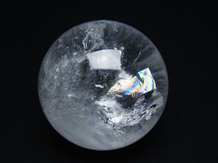 水晶 丸玉 虹入り 56mm スフィア 置物 水晶玉 一点物 151-8733 [sold out]