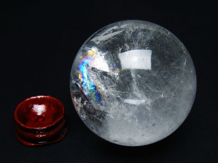 水晶 丸玉 虹入り 56mm スフィア 置物 水晶玉 一点物 151-8734 [sold out]