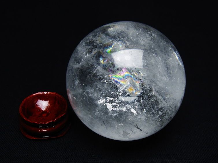 水晶 丸玉 虹入り 54mm スフィア 置物 水晶玉 一点物 151-8736 【sold out】