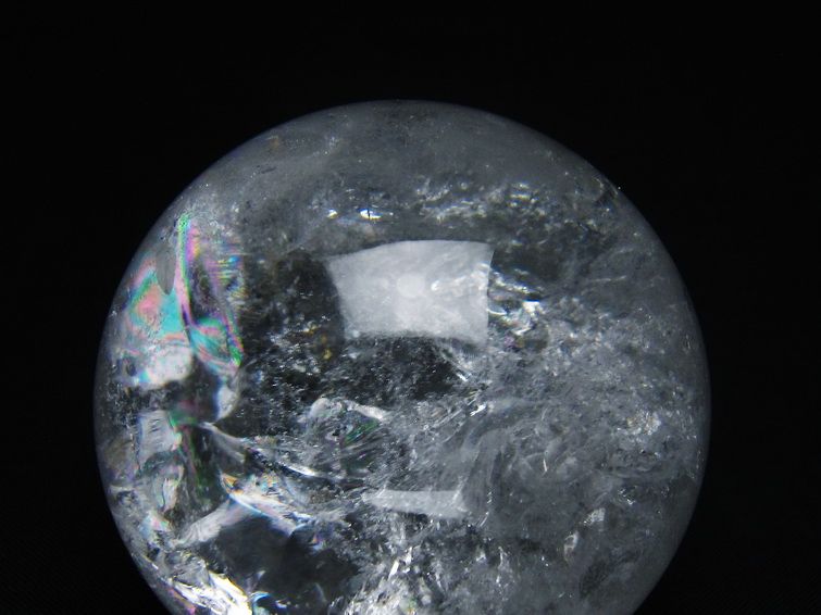 水晶 丸玉 虹入り 59mm スフィア 置物 水晶玉 一点物 151-8737