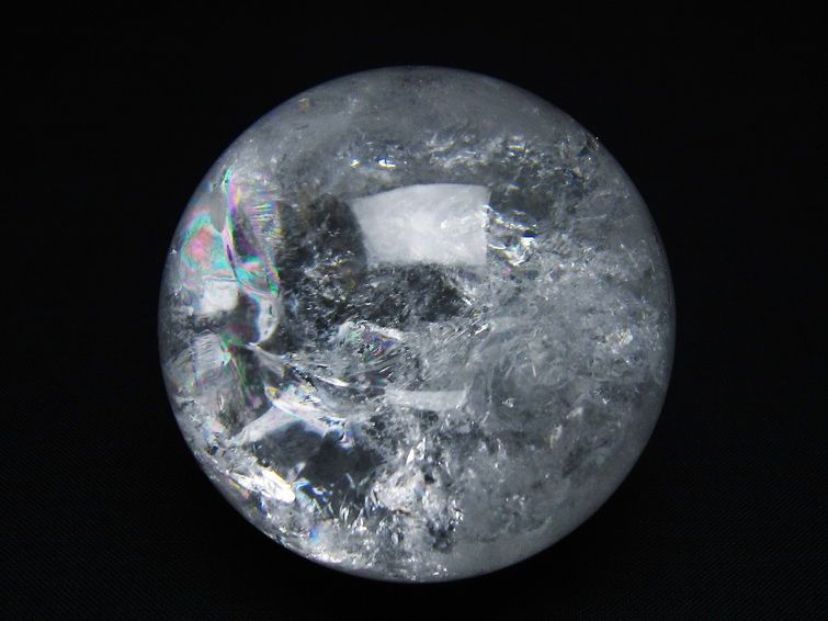 水晶 丸玉 虹入り 59mm スフィア 置物 水晶玉 一点物 151-8737