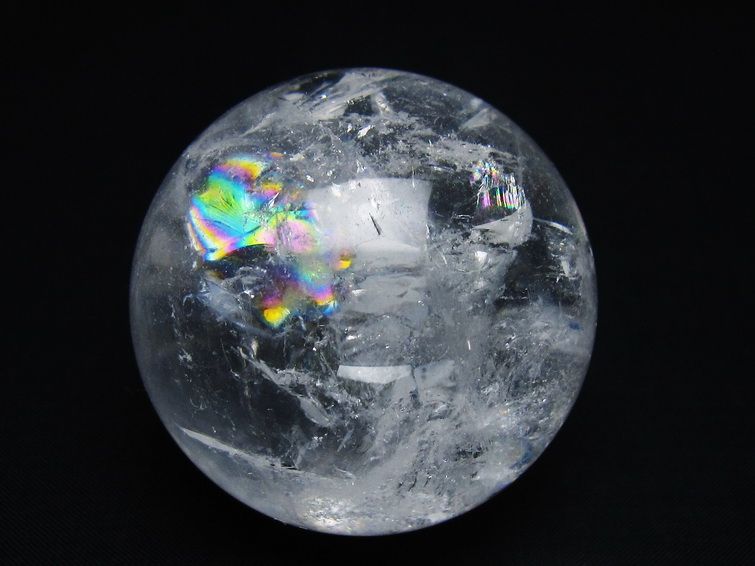 水晶 丸玉 虹入り 59mm スフィア 置物 水晶玉 一点物 151-8738 【sold out】