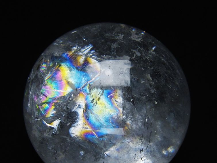 水晶 丸玉 虹入り 59mm スフィア 置物 水晶玉 一点物 151-8739 [sold out]