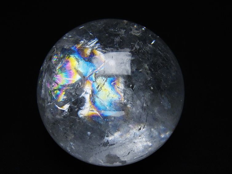 水晶 丸玉 虹入り 59mm スフィア 置物 水晶玉 一点物 151-8739 [sold out]