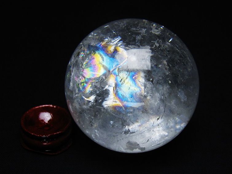水晶 丸玉 虹入り 59mm スフィア 置物 水晶玉 一点物 151-8739 [sold out]