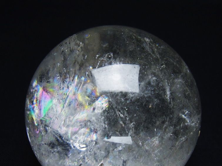 水晶 丸玉 虹入り 59mm スフィア 置物 水晶玉 一点物 151-8740