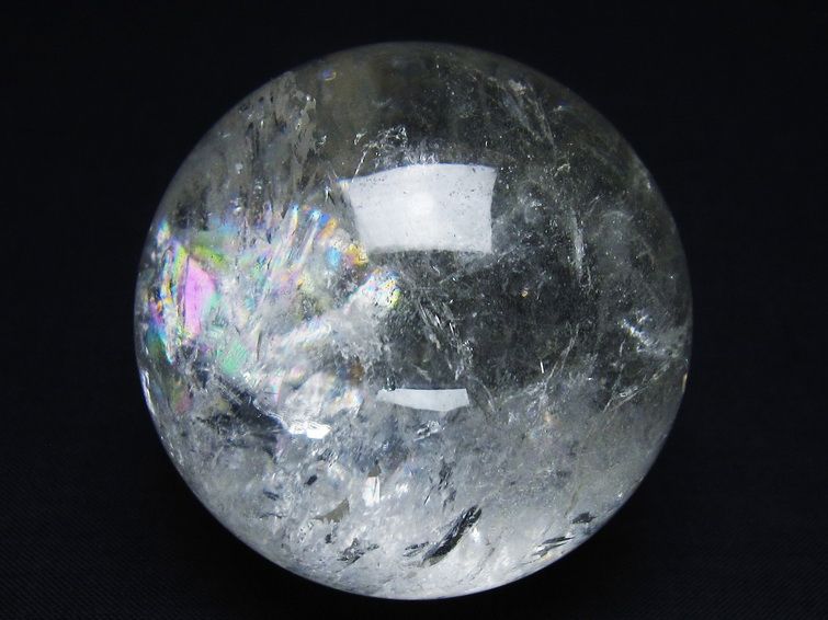 水晶 丸玉 虹入り 59mm スフィア 置物 水晶玉 一点物 151-8740