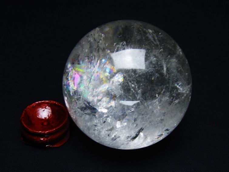 水晶 丸玉 虹入り 59mm スフィア 置物 水晶玉 一点物 151-8740