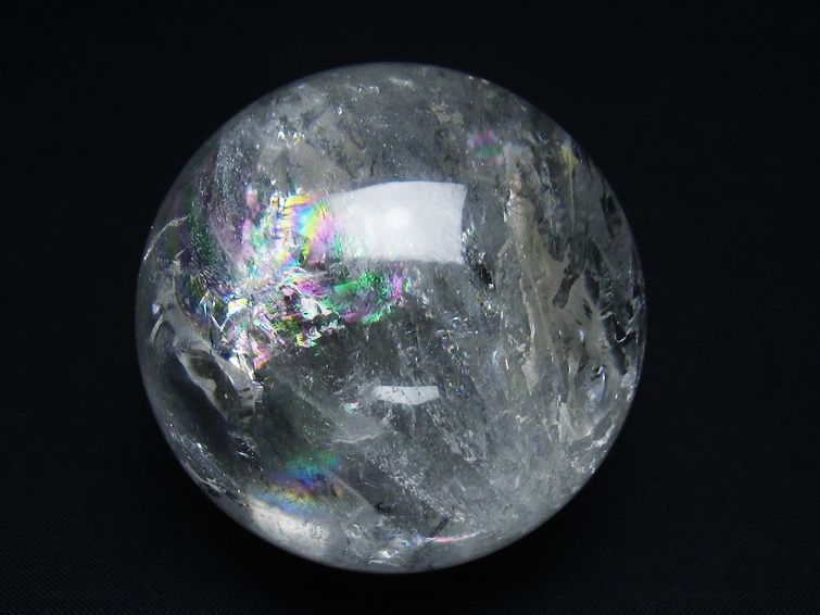 水晶 丸玉 虹入り 60mm スフィア 置物 水晶玉 一点物 151-8741 【sold out】