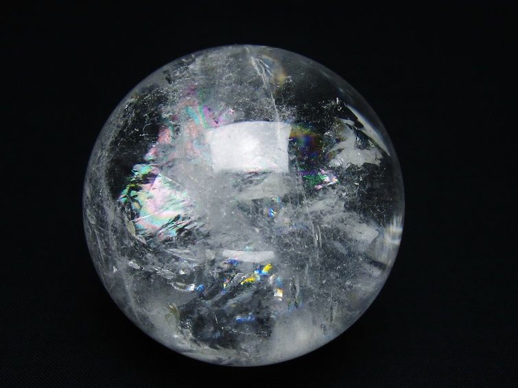 水晶 丸玉 虹入り 60mm スフィア 置物 水晶玉 一点物 151-8742