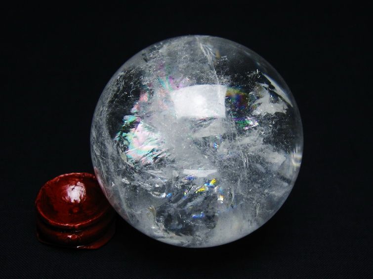 水晶 丸玉 虹入り 60mm スフィア 置物 水晶玉 一点物 151-8742