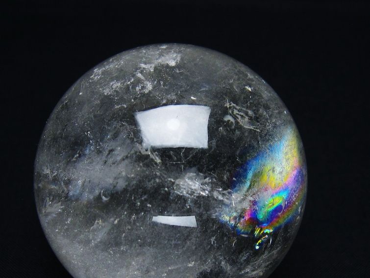 水晶 丸玉 虹入り 61mm スフィア 置物 水晶玉 一点物 151-8743
