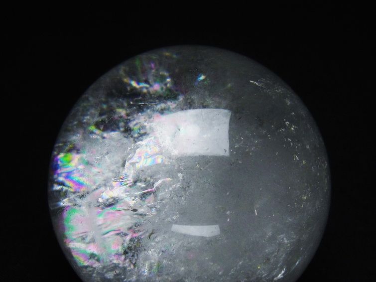 水晶 丸玉 虹入り 61mm スフィア 置物 水晶玉 一点物 151-8744