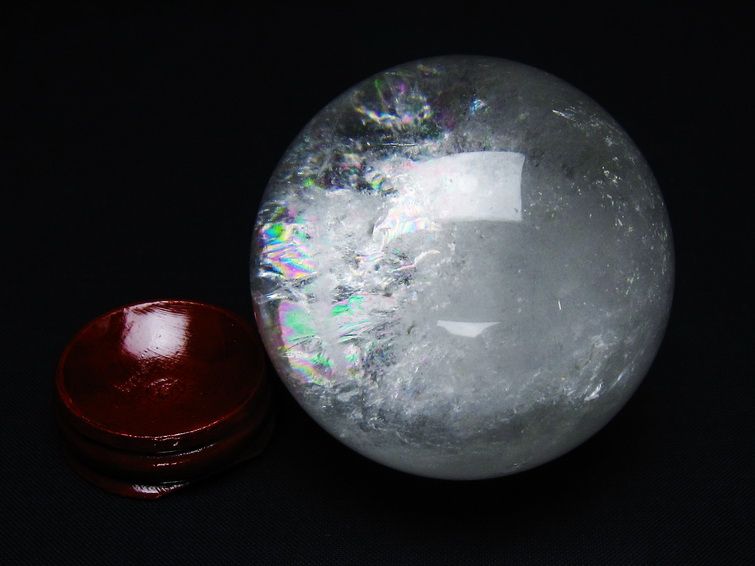 水晶 丸玉 虹入り 61mm スフィア 置物 水晶玉 一点物 151-8744