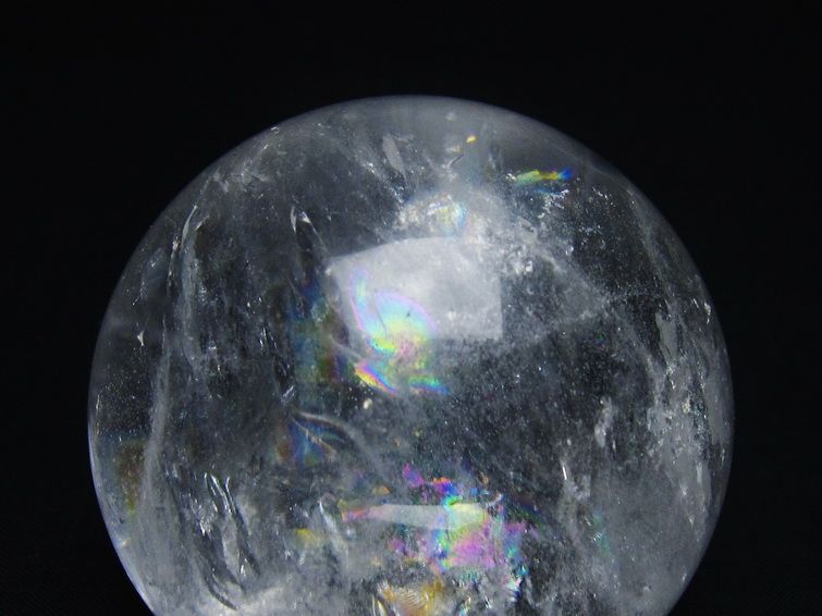 水晶 丸玉 虹入り 63mm スフィア 置物 水晶玉 一点物 151-8745