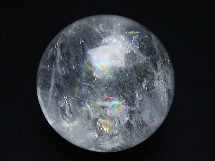 水晶 丸玉 虹入り 63mm スフィア 置物 水晶玉 一点物 151-8745