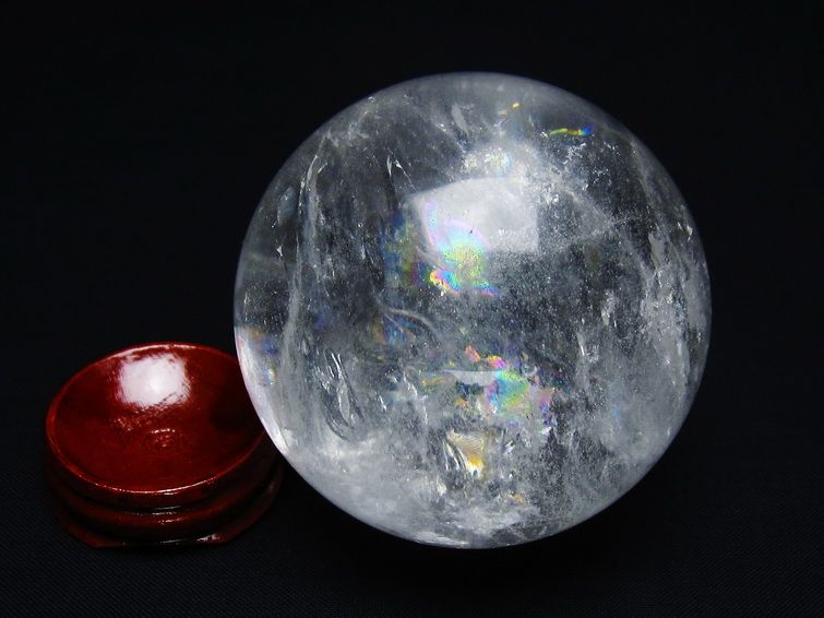 水晶 丸玉 虹入り 63mm スフィア 置物 水晶玉 一点物 151-8745