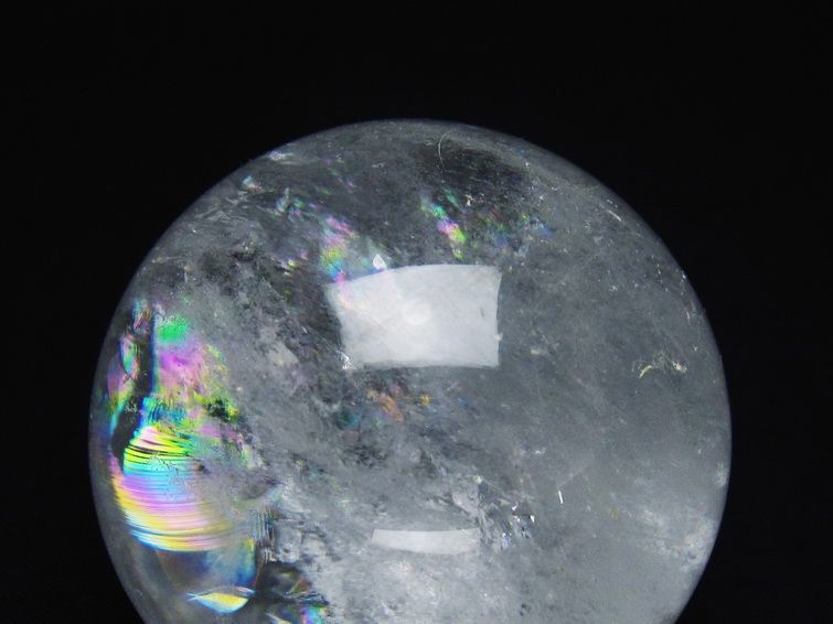 水晶 丸玉 虹入り 63mm スフィア 置物 水晶玉 一点物 151-8746