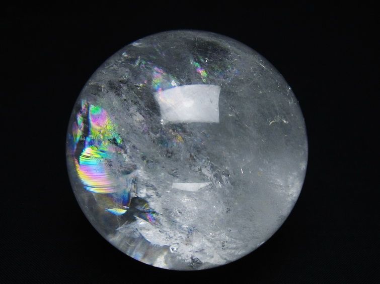 水晶 丸玉 虹入り 63mm スフィア 置物 水晶玉 一点物 151-8746