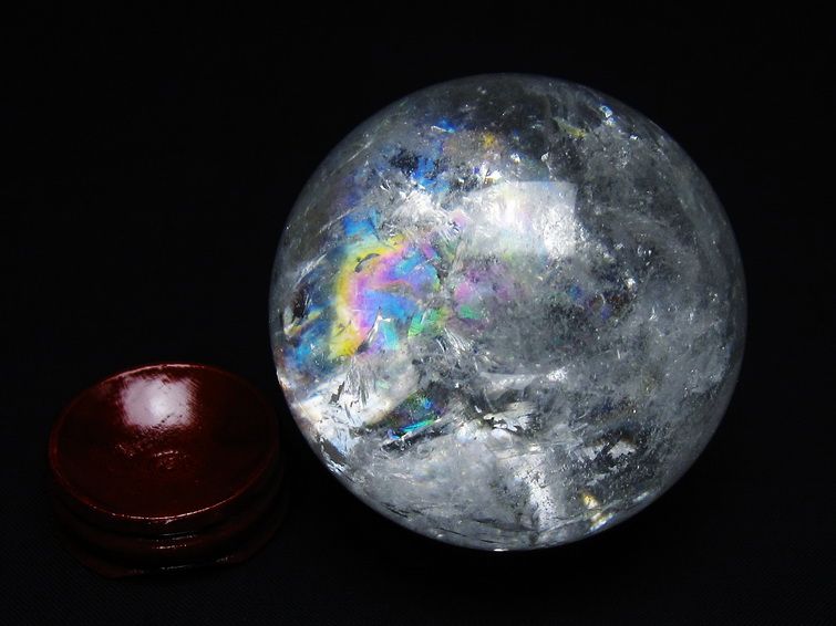 水晶 丸玉 虹入り 63mm スフィア 置物 水晶玉 一点物 151-8747 【sold out】