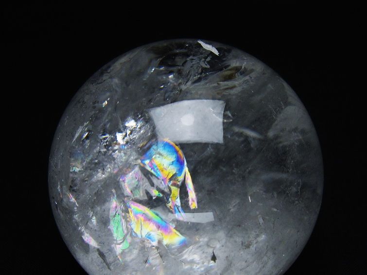 水晶 丸玉 虹入り 64mm スフィア 置物 水晶玉 一点物 151-8748