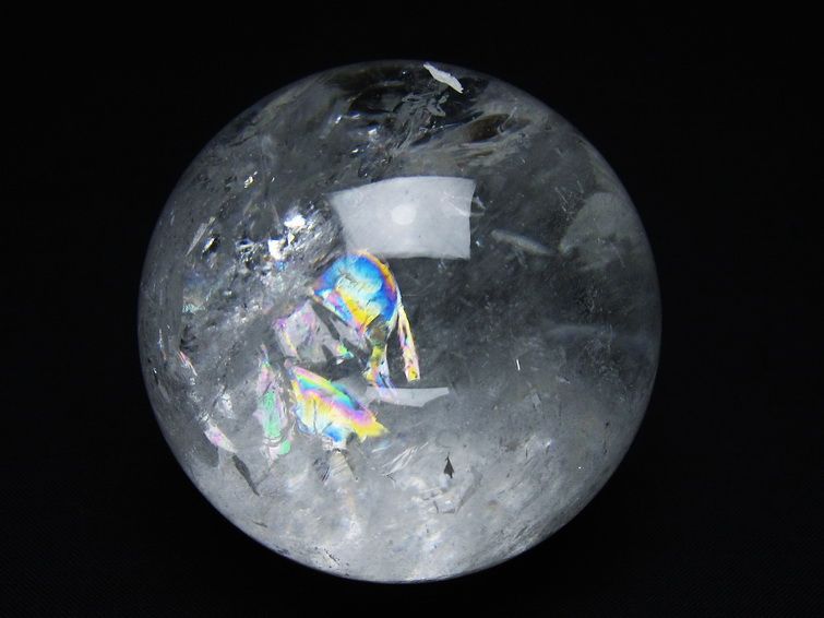 水晶 丸玉 虹入り 64mm スフィア 置物 水晶玉 一点物 151-8748