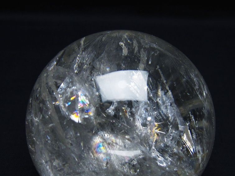 水晶 丸玉 虹入り 75mm スフィア 置物 水晶玉 一点物 151-8749