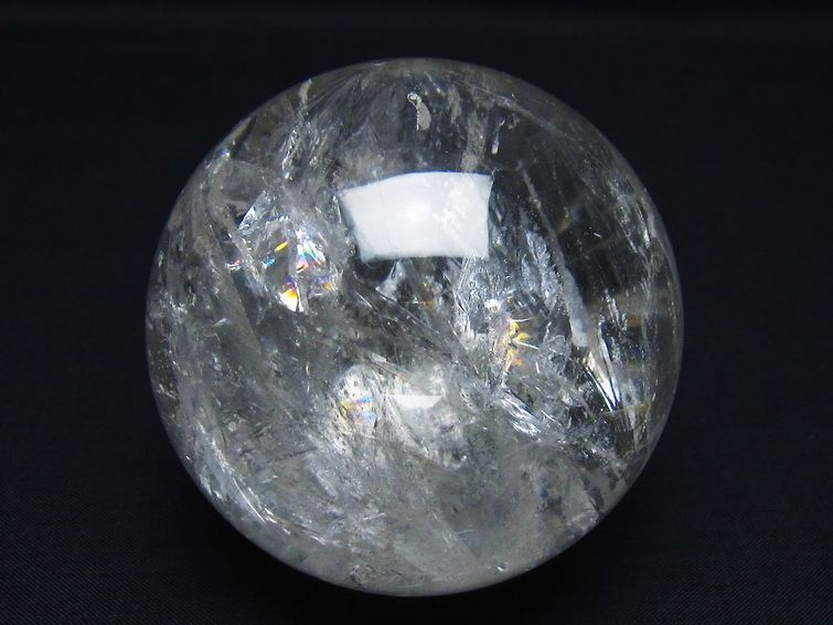 水晶 丸玉 虹入り 75mm スフィア 置物 水晶玉 一点物 151-8749